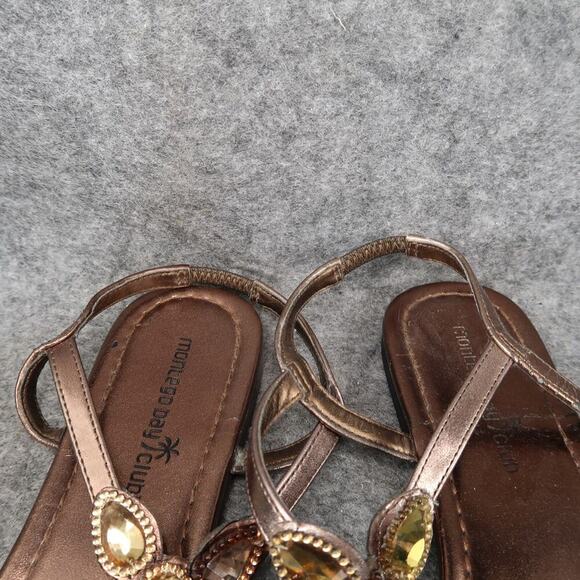 Montego Bay Club Shoes Womens 7.5 Sandals Fashion Flats Thong Ankle Buckle Strap - Picture 3 of 11